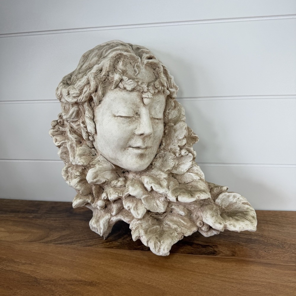 VTG Art Nouveau Woman Garden Goddess Wall Mount Plaque Lady Face Plaster